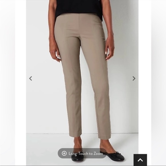 NWT J. Jill Pant Trouser Cotton Stretch Neutral Sesame Tan Stretch Pull On Zippe - Picture 1 of 14